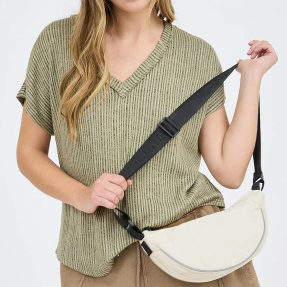 Extended Shoulder Rib Knit Blouse