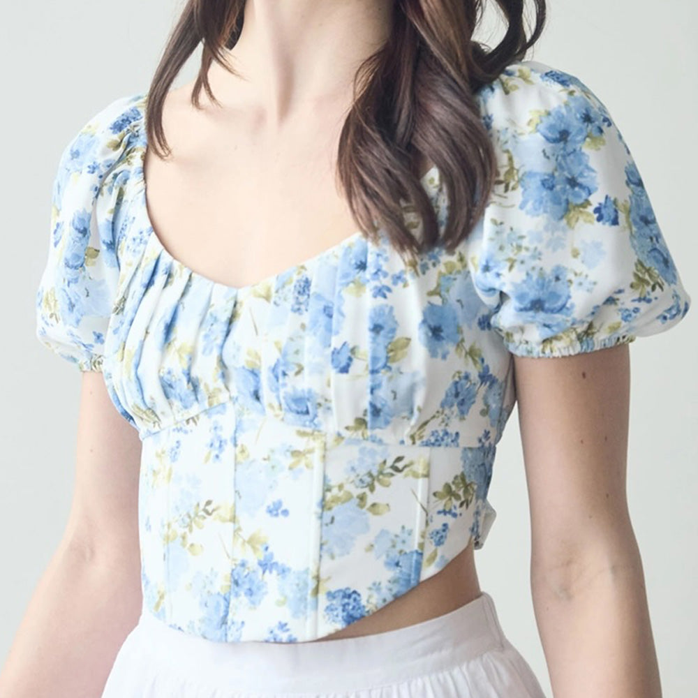 Floral Corset Waist Crop Top