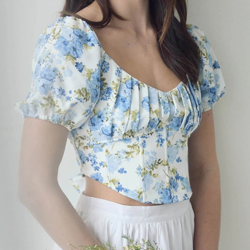 Floral Corset Waist Crop Top