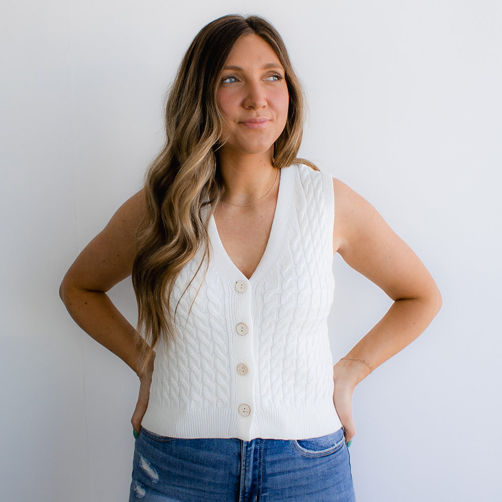 Cable Knit Sweater Vest