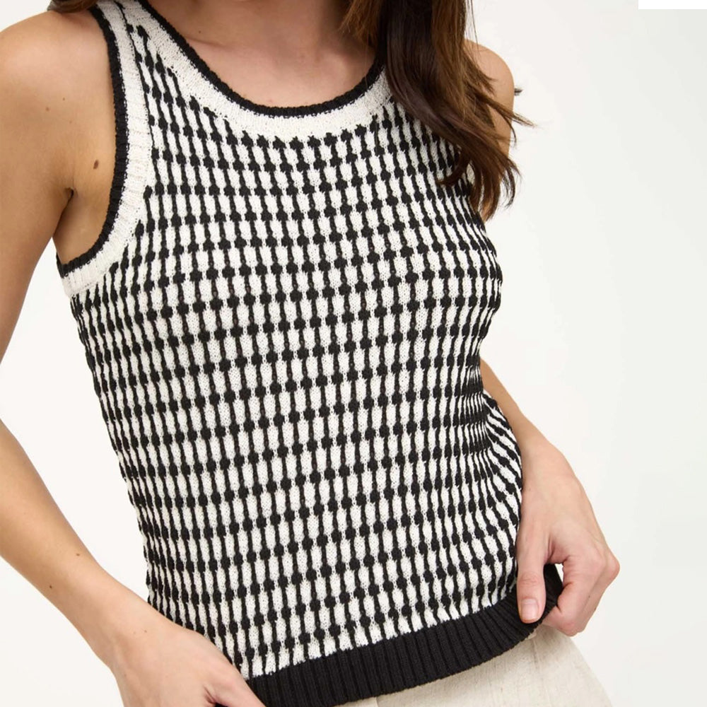 Contrast Knit Sleeveless Pullover Sweater Vest