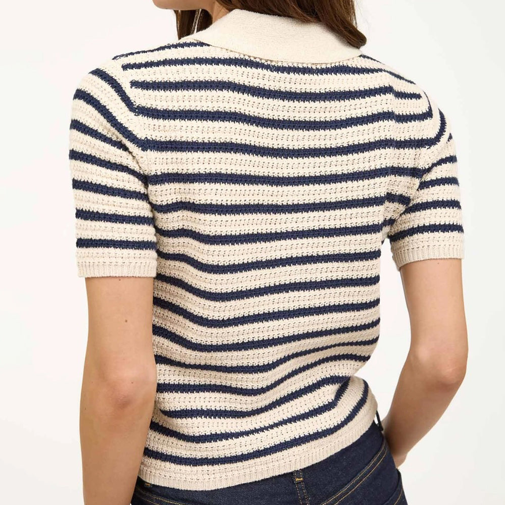Striped Polo Sweater Top