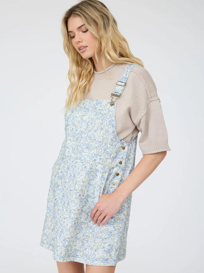 Floral Print Overall Mini Dress