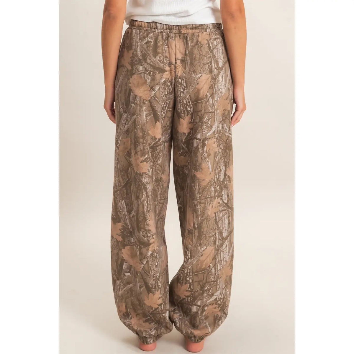 Brown Tree Camouflage Print Jogger Pants