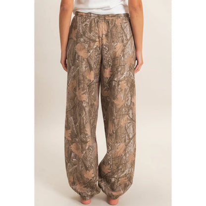 Brown Tree Camouflage Print Jogger Pants