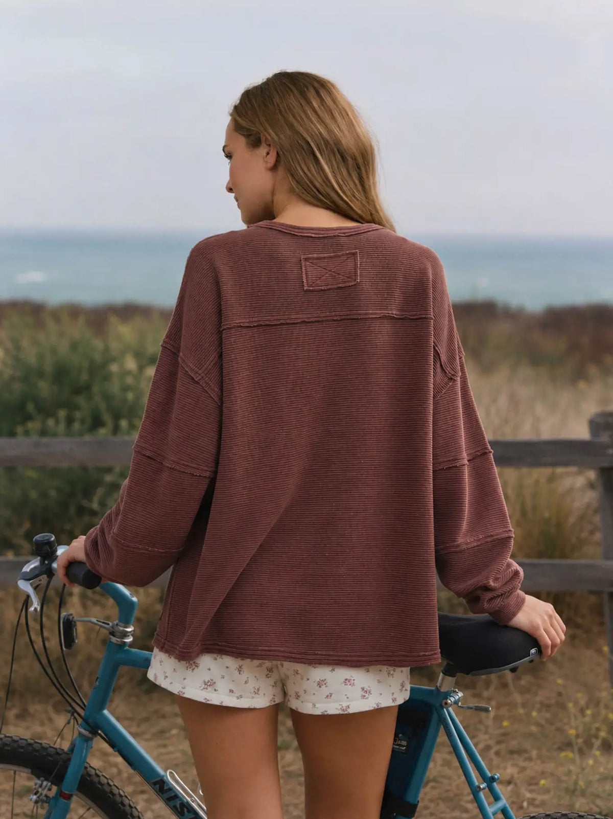 Maroon Exposed Seam Knit