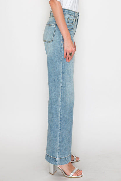 Medium Wash Non-Distressed Wide Leg