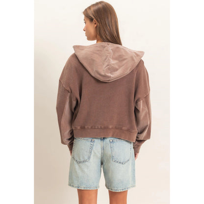 Acid Wash Waffle Zip Up