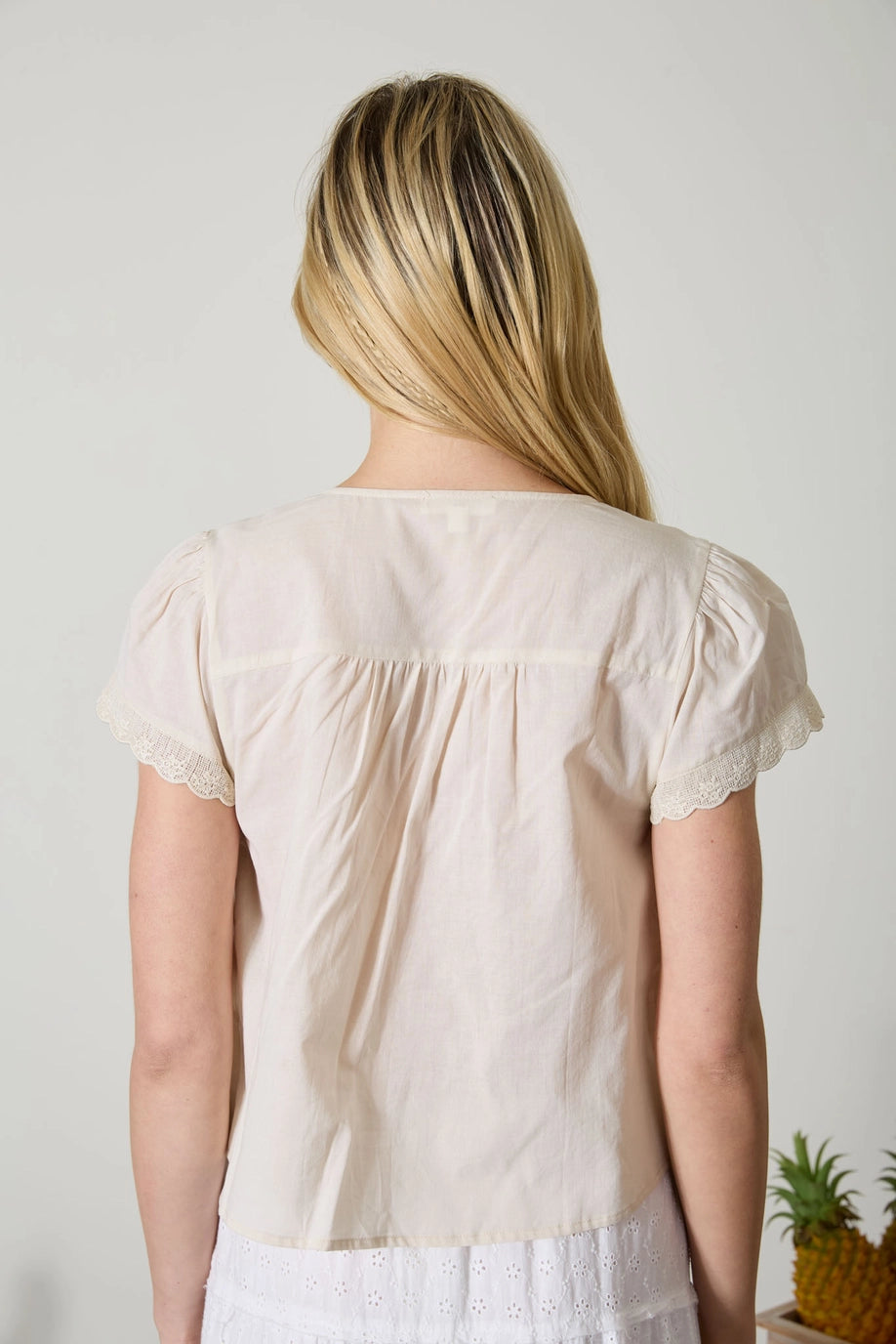 Embroidered Front Tie Top