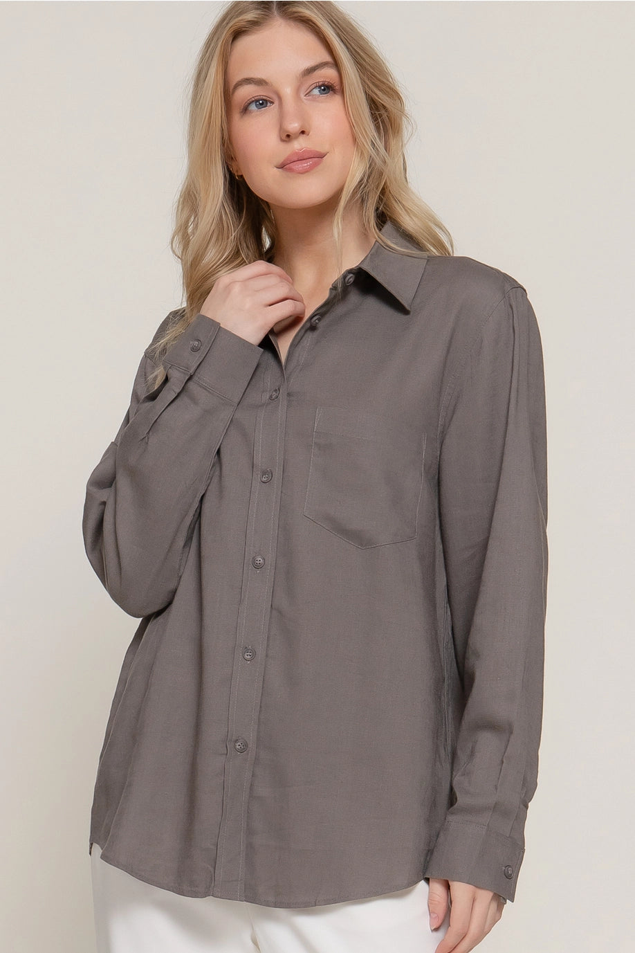 Long Sleeve Linen Button Down