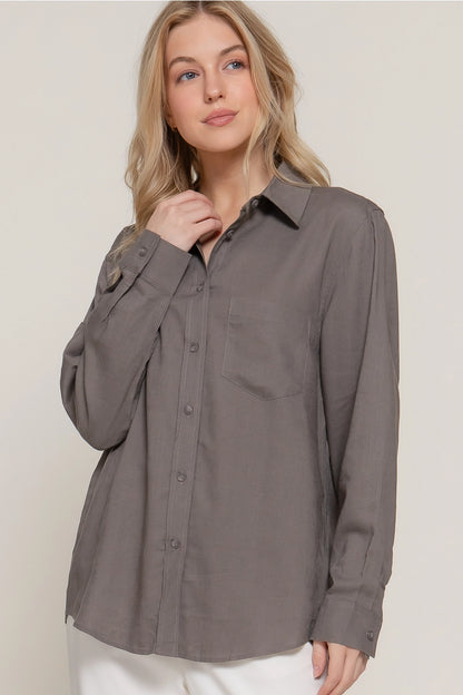 Long Sleeve Linen Button Down