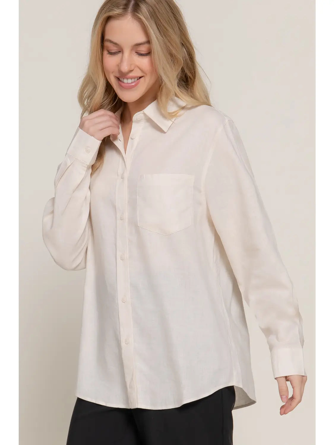 Long Sleeve Linen Button Down