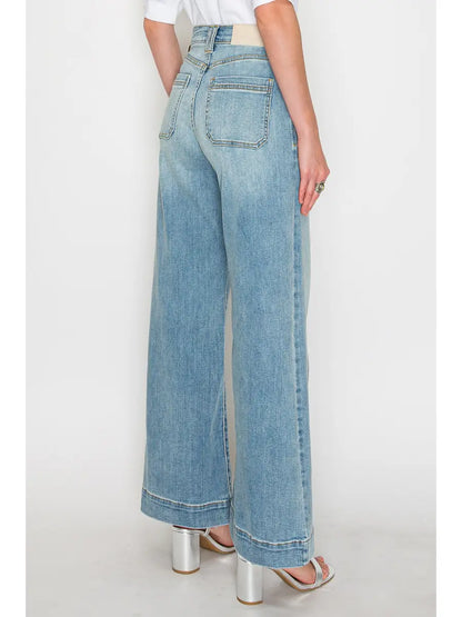Medium Wash Non-Distressed Wide Leg
