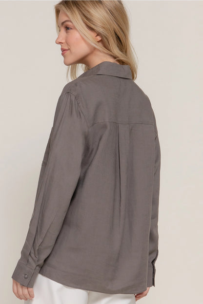 Long Sleeve Linen Button Down