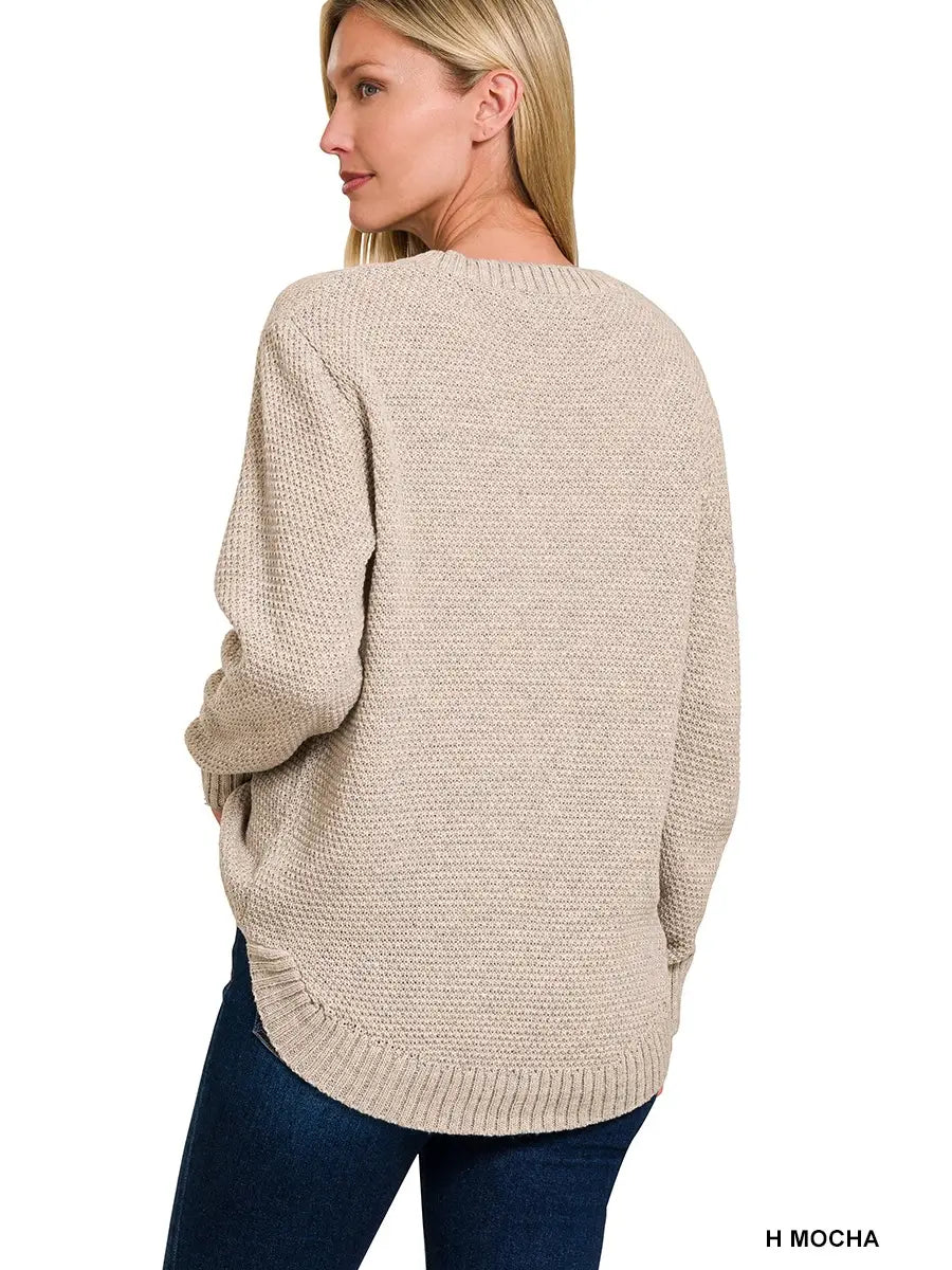 Beige Textured Knit Sweater