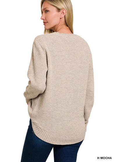 Beige Textured Knit Sweater