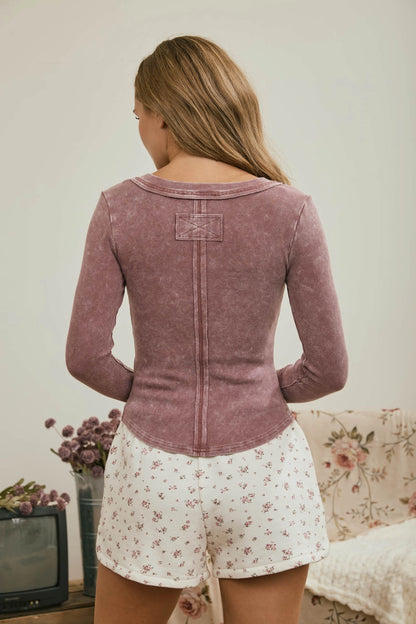 Washed Maroon Henley
