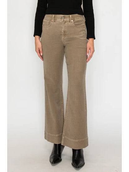 Mocha Washed Stretch Flare Jean