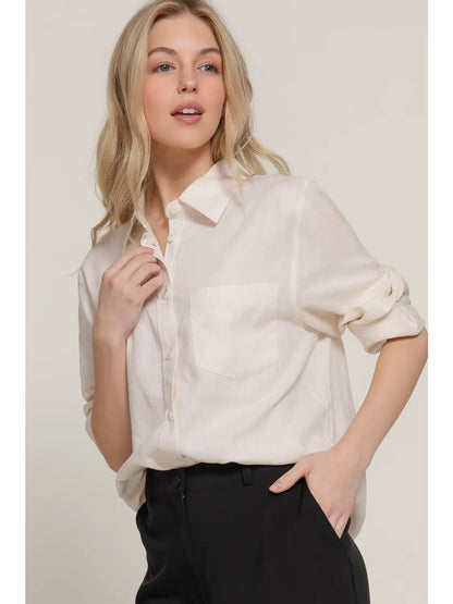 Long Sleeve Linen Button Down