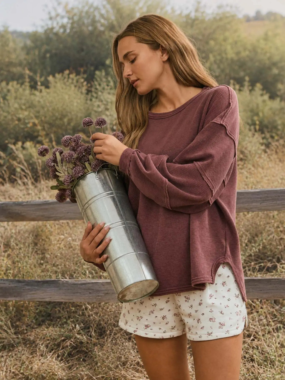 Maroon Exposed Seam Knit