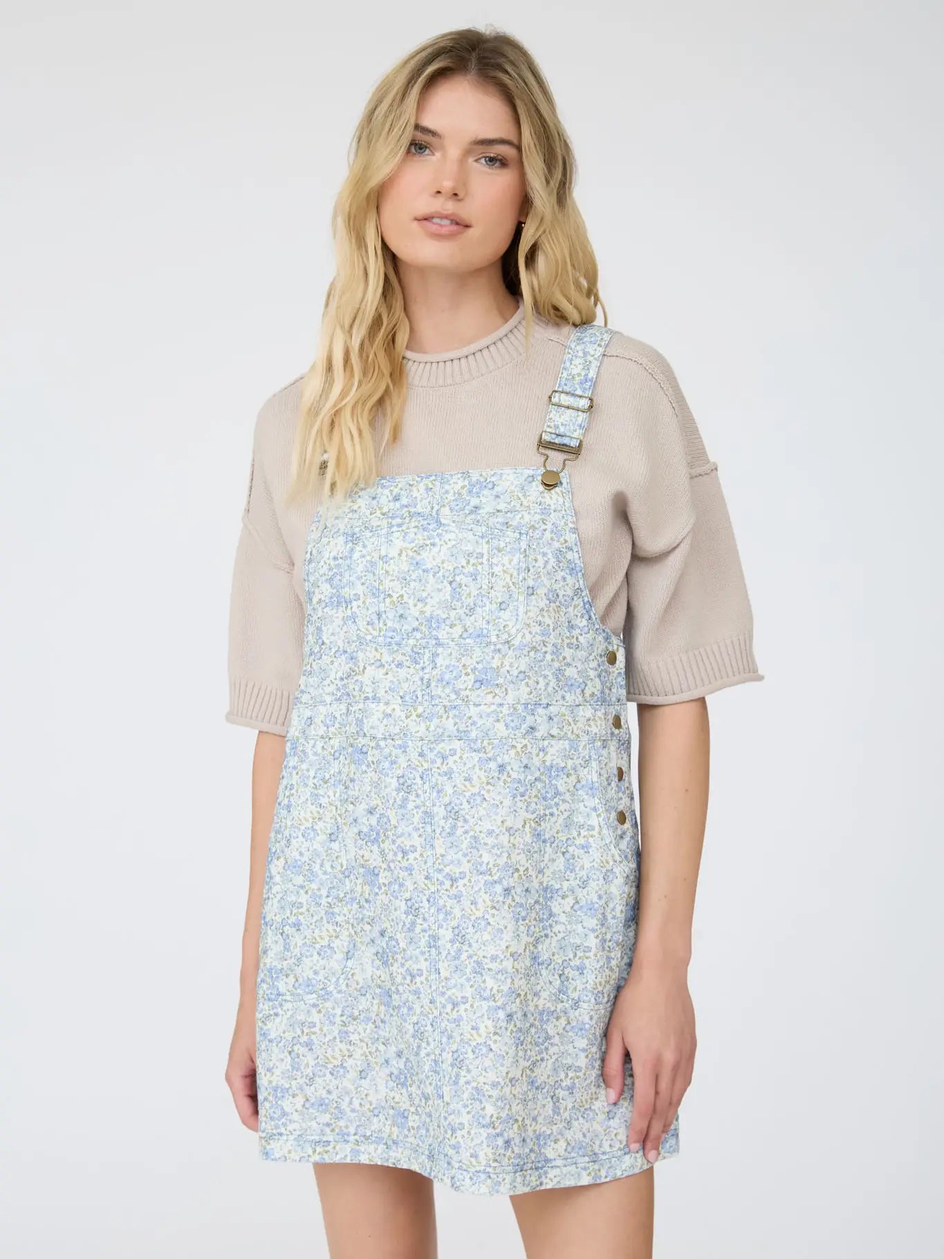 Floral Print Overall Mini Dress