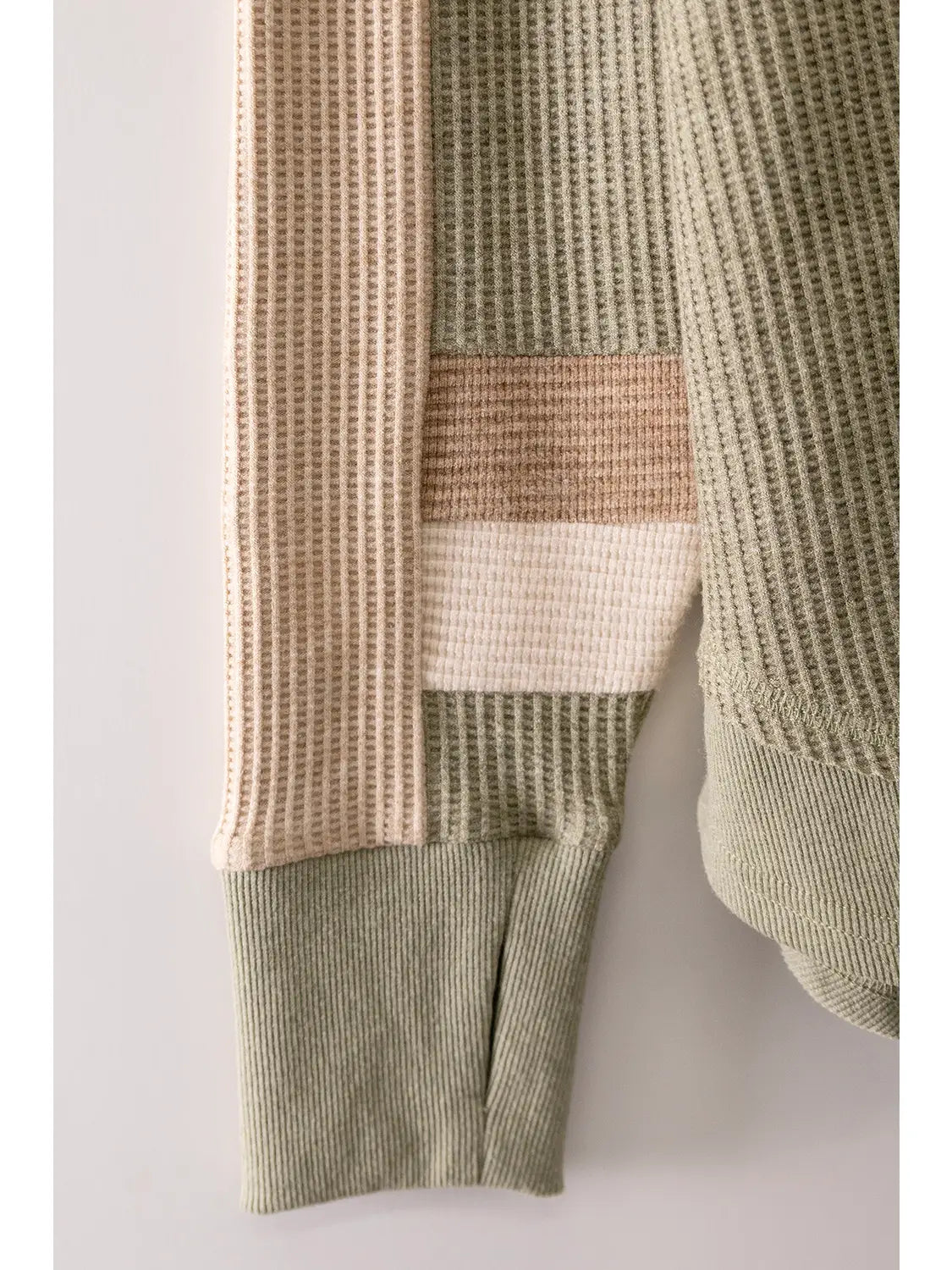 Olive Waffle Knit V Neck
