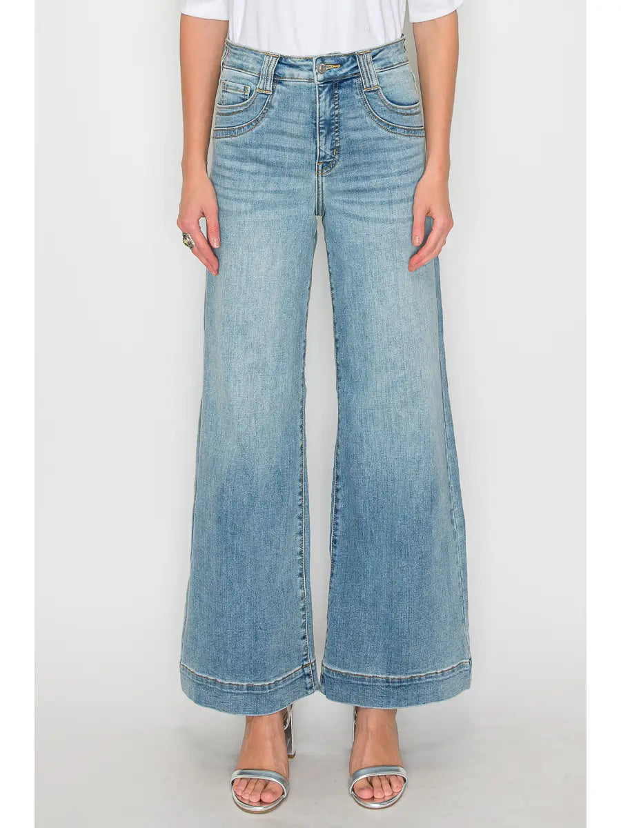 Medium Wash Non-Distressed Wide Leg