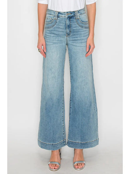 Medium Wash Non-Distressed Wide Leg
