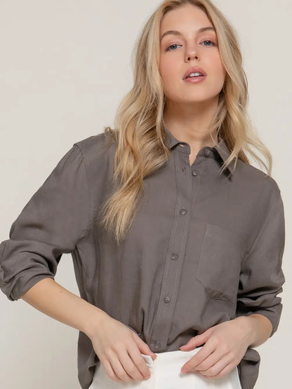 Long Sleeve Linen Button Down