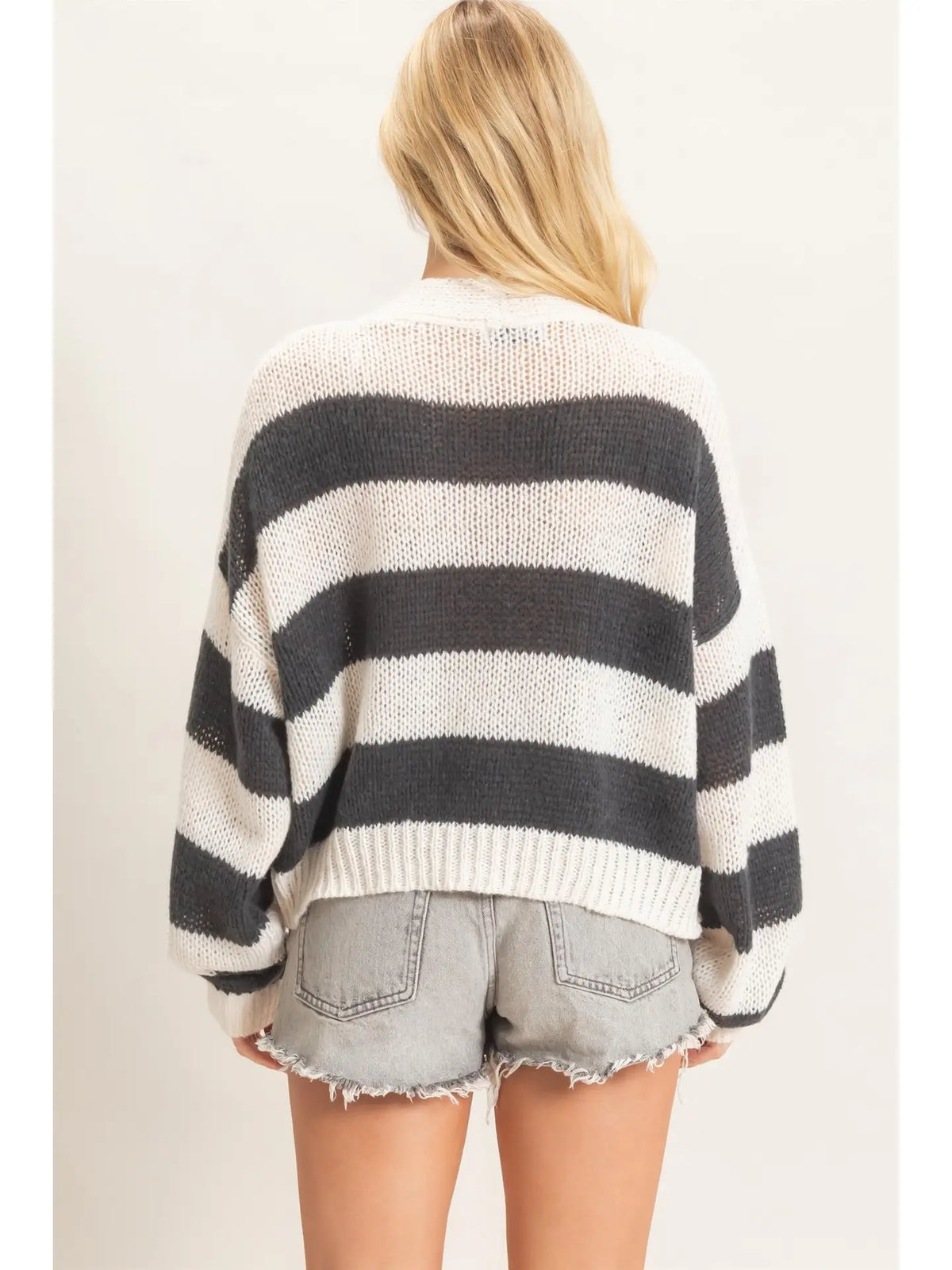 Striped Tie Front Cardigan