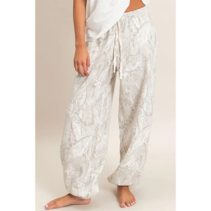Gray Tree Camouflage Print Jogger Pants