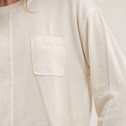 Crewneck Long Sleeve Ribbed Knit Top