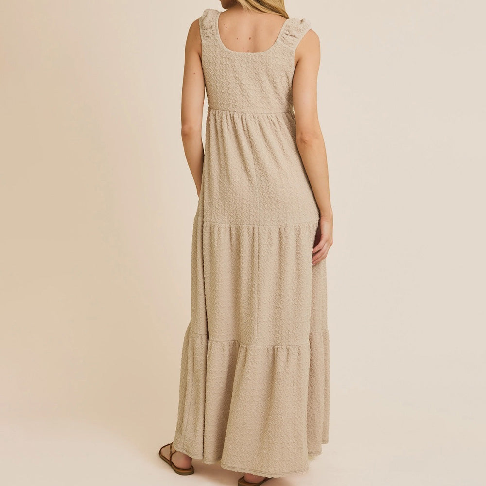 Front Tie Cap Sleeve Tiered Dress