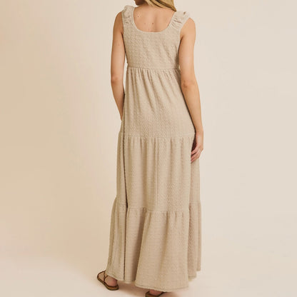 Front Tie Cap Sleeve Tiered Dress