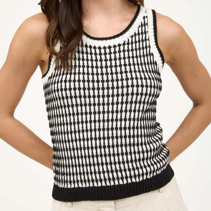 Contrast Knit Sleeveless Pullover Sweater Vest