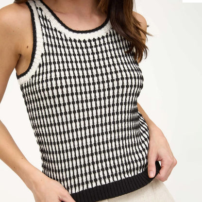 Contrast Knit Sleeveless Pullover Sweater Vest