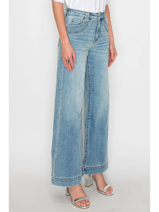 Medium Wash Non-Distressed Wide Leg