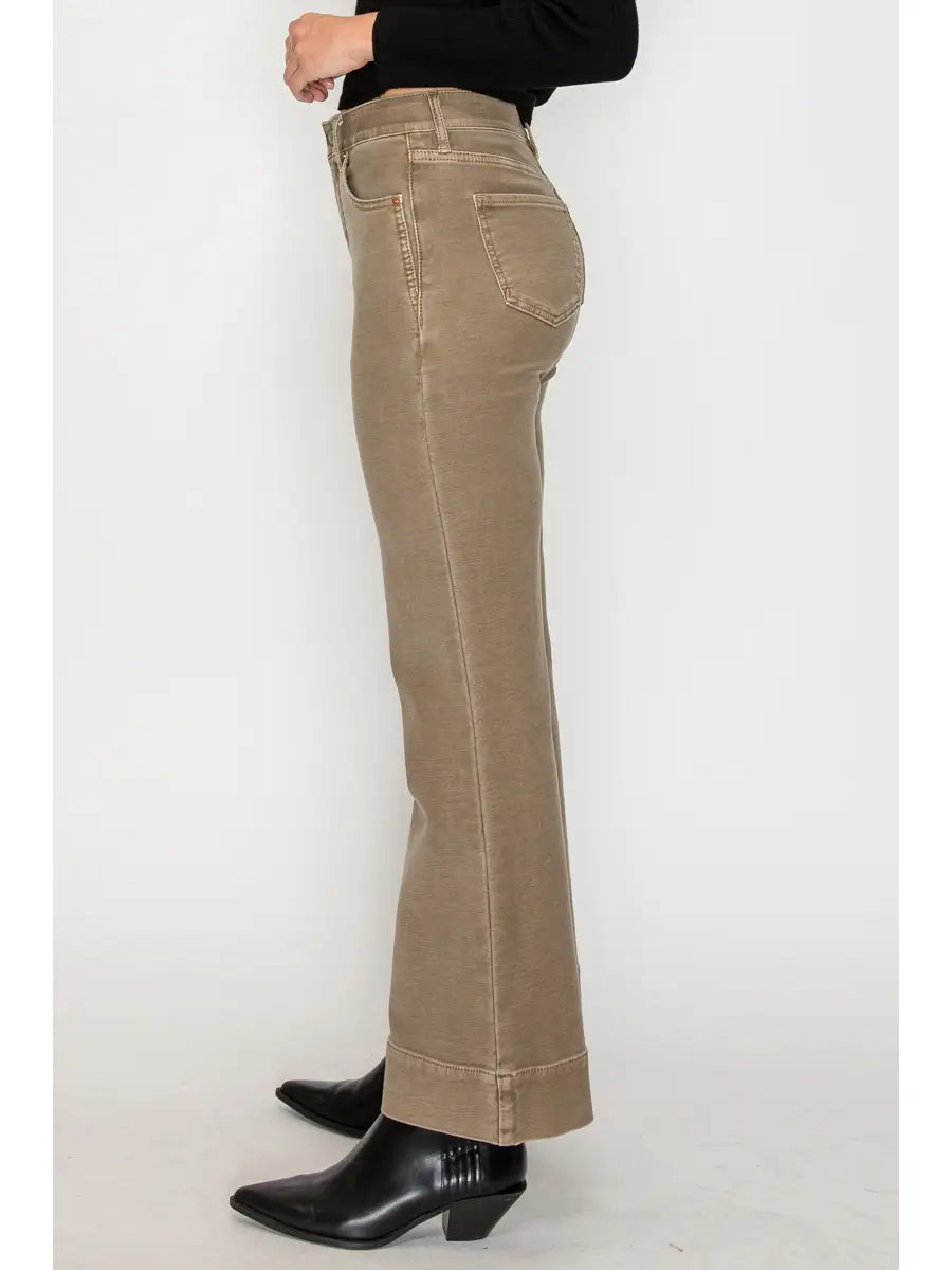 Mocha Washed Stretch Flare Jean