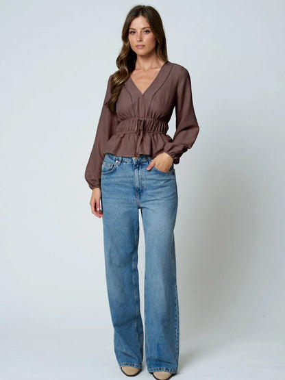 Long Sleeve Ruffle Hem Top