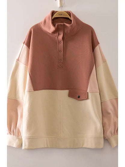 Colorblock Half Snap Sweatshirt