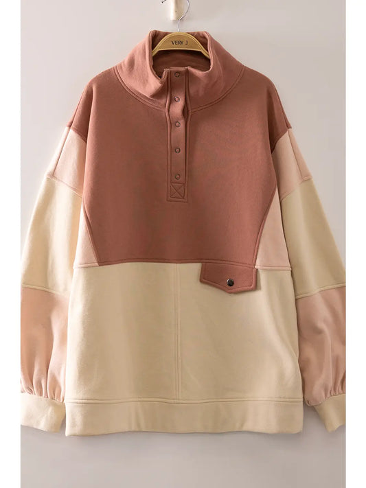 Colorblock Half Snap Sweatshirt