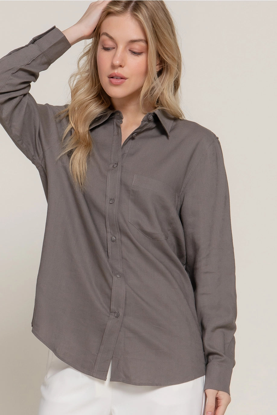 Long Sleeve Linen Button Down