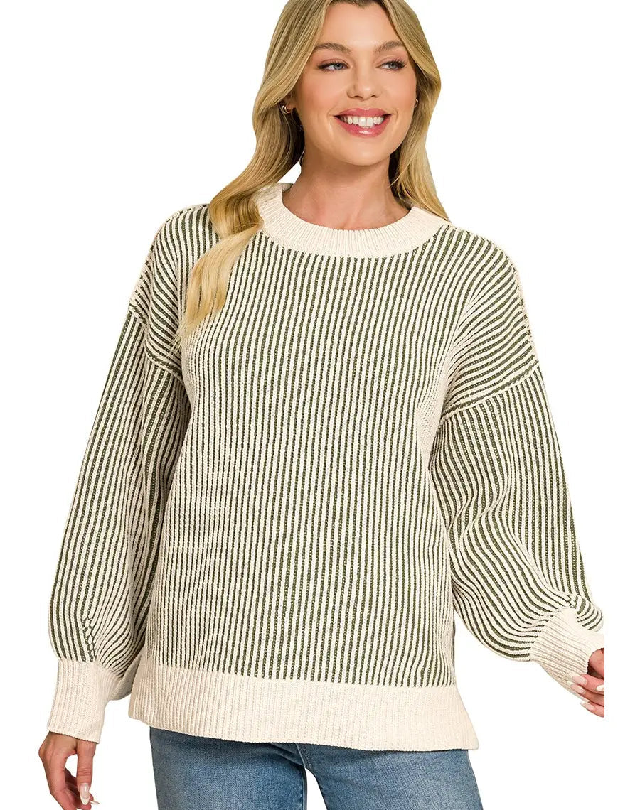 Two Tone Crewneck Sweater