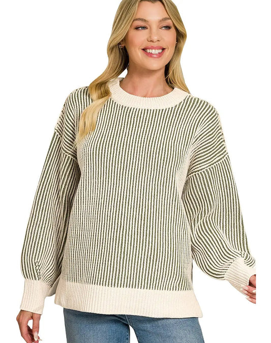 Two Tone Crewneck Sweater