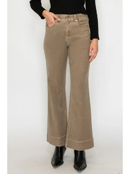 Mocha Washed Stretch Flare Jean