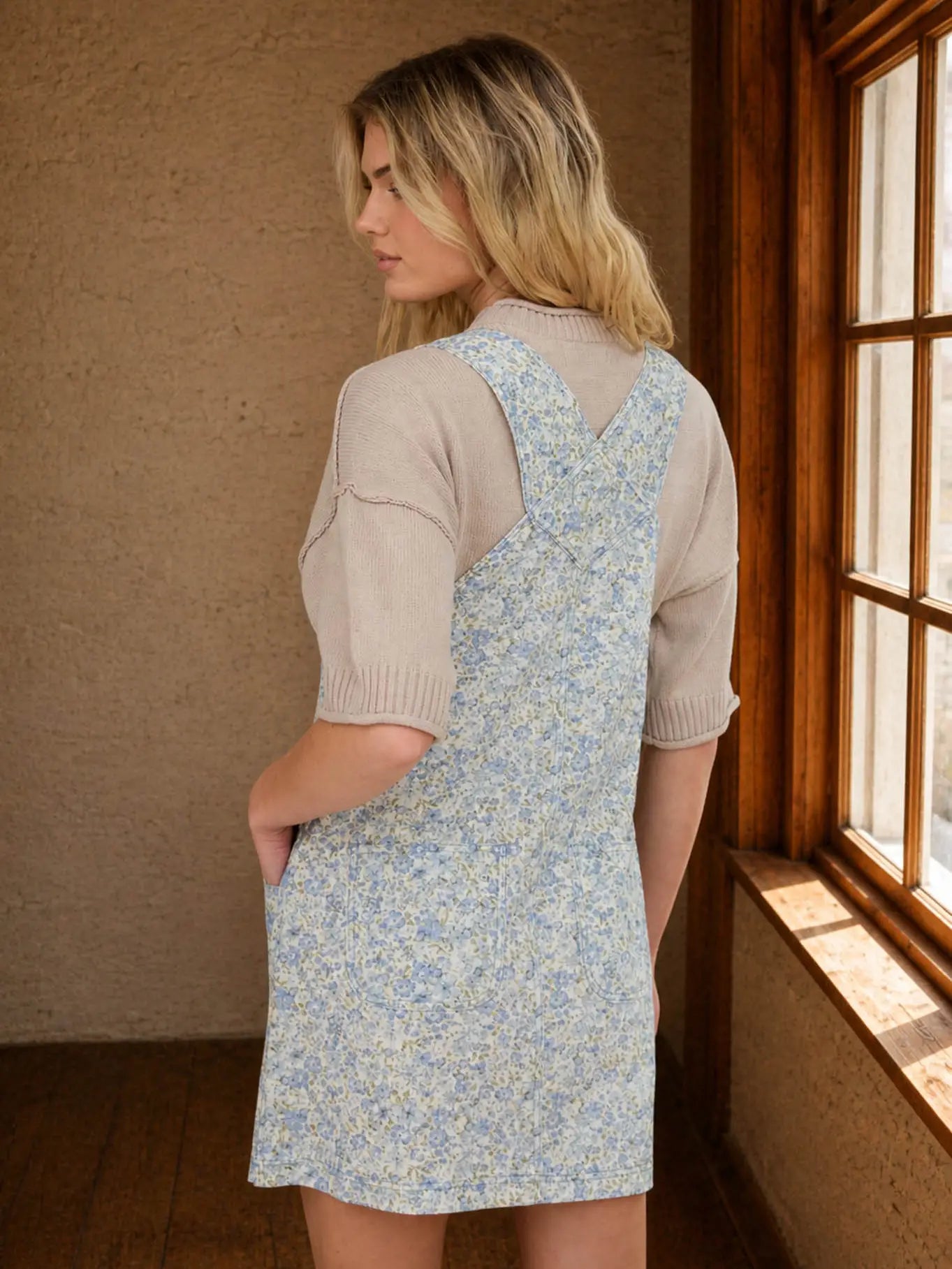 Floral Print Overall Mini Dress