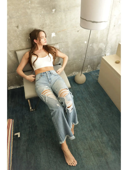 Distressed Wide Leg Jeans