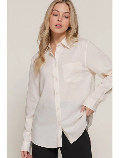 Long Sleeve Linen Button Down