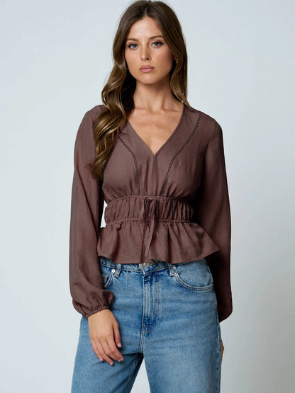 Long Sleeve Ruffle Hem Top