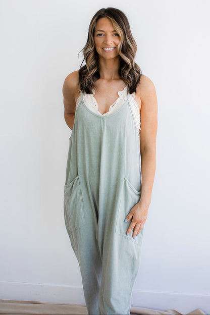 Relaxed Fit Mineral Washed Jumpsuit